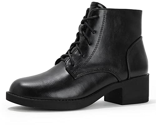 PPXID Femme Bottines à Talons Bloc à Lacets Noir 36-43 -Noir 36