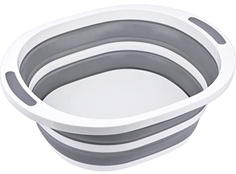 Collapsible Dishpan 7.5L Plastic Sink Dish Basin Cutting Board Foldable Food Tub for BBQ Picnic Camping Portable Washing Dishes Basket Space Saving Gray