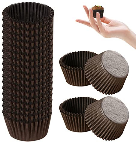 1000 Stück braune Mini-Kuchen-Pappbecher, Eierkuchen-Dessert-Plätzchen-Papierschalen, spezielle backende runde Pappbecher, Muffins, Schokoladen-Pappbecher
