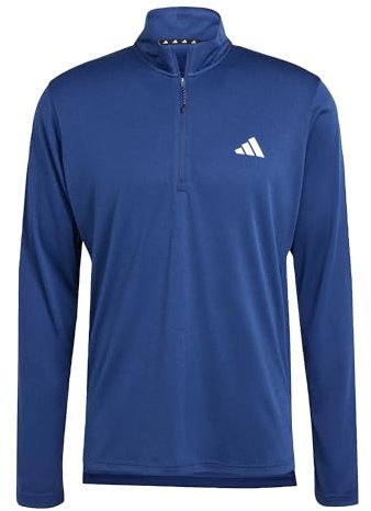 adidas Homme Train Essentials Training 1/4-Zip Long Sleeve Tee, Dark Blue, XL