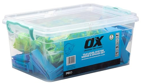 OX Tools Pro Tile Level System Set -100 Wedges, 100 5mm x 25mm Spacers and Adjustable Plier