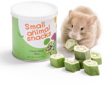 Niteangel Hamster Snack & Treats Toy - Small Animal Natural Treat for Dwarf Syrian Robo Hamsters Gerbils Mice Degus or Other Small-Sized Pets (Freeze-Dried Okra - 0.2oz (5.5g))