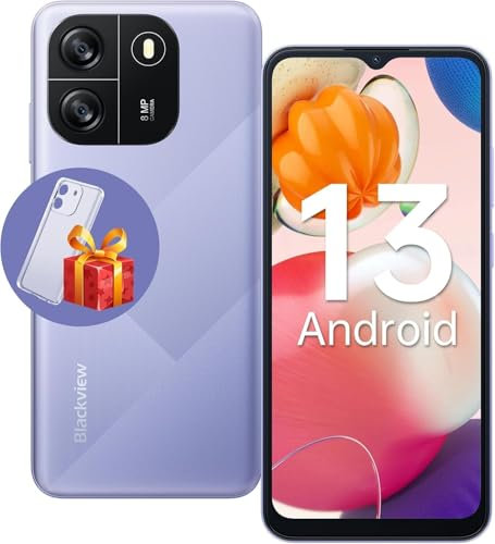 Blackview Teléfono Móvil Libres Wave6C 2024, 4GB + 32GB/TF 1TB 6.52 HD+ 60Hz Smartphone Android 13, Batería 5100mAh Cámara 360°de 8MP, Moviles 4G Dual SIM, Octa Core/FaceID/GPS, Smartphones con Funda