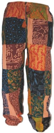 Terrapin Trading One Size Nepalese Patchwork Trousers/Pants Colourful Multicoloured Hippy