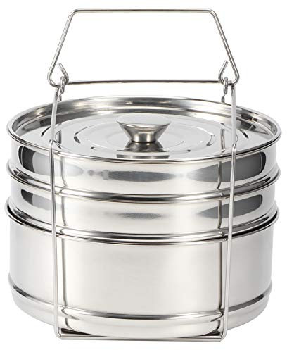 3 Tier Stackable Pressure Cooker with Accessories, Pot Cooking Accessories Stainless Steel Pot Set for Cooking, Steaming Rice, Vegetables, Meat