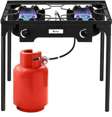 Propane 150000 BTU Double 2 Burner Gas Cooker Stand Stove Outdoor BBQ Grill