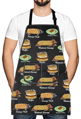 Meat Egg Muffin Cooking Lover Apron Sausage Dog Dachshund Lover Gift For Her Him (Sausage)