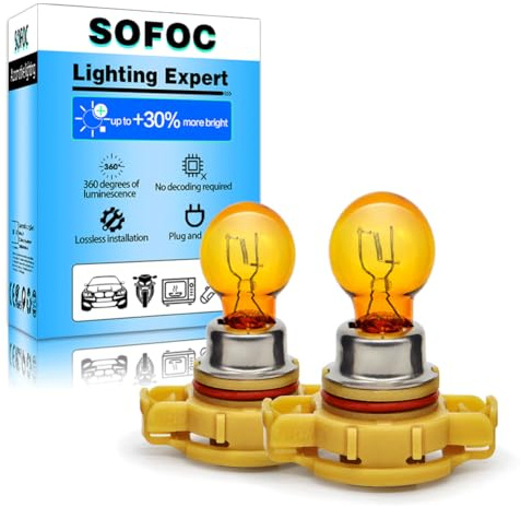 SOFOC PSX24W 2504 halogendimlampa för bil DRL stark penetration 12 V 24 W gul icke-polaritet 2 st