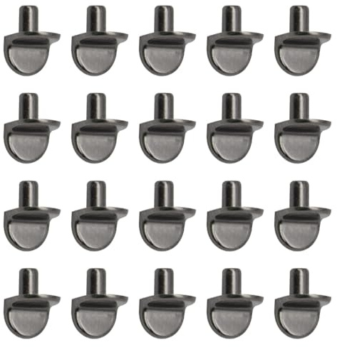 Ruidee 50 Pezzi 5mm Perni per Mensole Supporto per Perni per Scaffali Reggi Mensola Reggimensola a Forma di L Supporti per Ripiani per Librerie Armadi Mobili (XL/Gun Black)