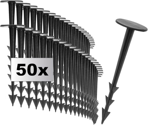 COM-FOUR® 50x fäststift för marken, markankare av plast, fästkrokar