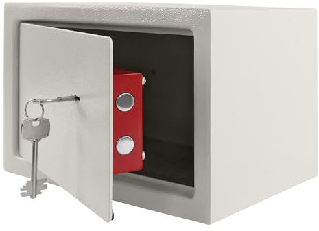 TANYEAR Möbeltresor mit Doppelbartschloss 31 x 20 x 20cm, Befestigungsmaterial inklusive, leichter Feuerschutz, Tresor und Schließfach, Geldkoffer, Safe Geldschrank Boden-Wandtresor Wandsafe