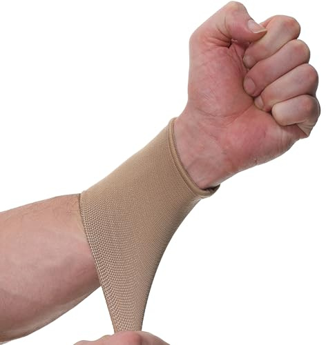 NEOtech Care Protège-poignet Ultra léger, élastique et respirant - Compression moyenne - Bracelet pour tennis, golf, gym, sport (Beige, Taille L, 1 unité)