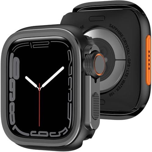 Amizee 2 in 1 Schutzhülle Kompatibel für Apple Watch SE 3/2/1 Series 6/5/4 44mm Hülle, Hart PC Bumper Kratzfest Ultradünne Metallrahmen Schutz Schutzhülle für iWatch 44mm, Schwarz