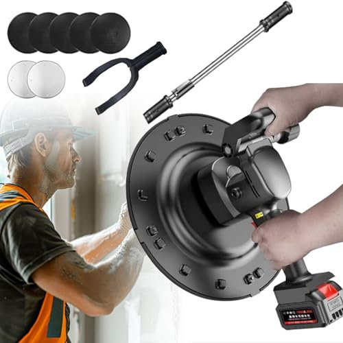 Levigatrice elettrica per muri, 80-200 giri/min, levigatrice portatile per muri a secco, lucidatrice per muri per malta cementizia, disco abrasivo allargato da 38 cm,WithExtensionRod