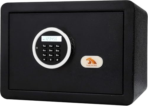 Digital Security Safe Lock box, Electronic Safe Box with Keypad and Keys, 34L Small Money Cash Safes Lockable Safety Box for Home Office Hotel Business, Black