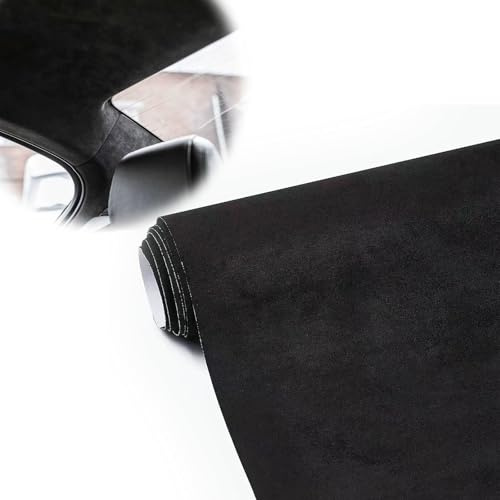 CeyKvo Cockpitfolie - 150x40 cm schwarzes Wildleder, dehnbar und strapazierfähig, geeignet für Autocockpits, Armaturenbretter, Türverkleidungen und Innenräume
