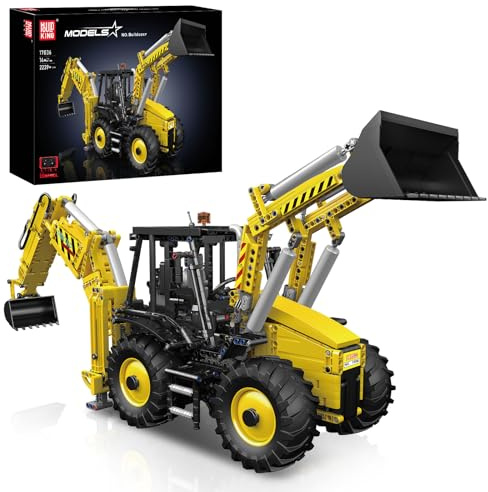 Mould King 17036 Excavadora y Bulldozer 2 en 1 - Kit de excavadora y bulldozer teledirigido para adultos, modelo de camión teledirigido con motores (2239 piezas)