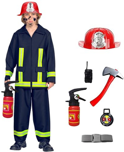 Disfraz de bombero para niños, disfraz de bombero, disfraz infantil, disfraz de carnaval, disfraz de carnaval, disfraz para niñas, disfraz de piloto de carreras, trabajador de la construcción, disfraz