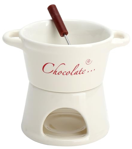 Service à Fondue au Chocolat Tasse en céramique Chauffe Plat Tasse à Fondue avec cuillère Cadeau pour Les Amateurs de Chocolat Service à Dessert DIY 300 ML pour soirées romantiques
