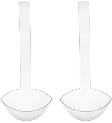 OSOLADY 2 mestoli in plastica per zuppa/punch - Cucchiaio trasparente per servire bevande - Cucchiaio con beccuccio per sugo - Utensile da catering per punch, insalate, tè freddo e dispenser di