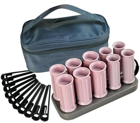 Fhtdhm Juego de 10 Rulos Térmicos (160 °C) con Pinzas Incluidas, Rizadores de Pelo.