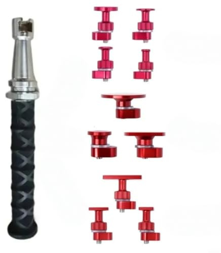 Juego de herramientas de reparación de abolladuras automotrices con martillo deslizante compacto, kit extractor sin pintura para daños por granizo y pequeñas abolladuras, martillo de acero ajustable