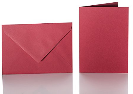 Paper24 Faltkarten Set mit Brief-Umschlägen je (25 Stück in der Farbe Bordeaux) DIN C6 114x162 mm A6 150 x 100 mm