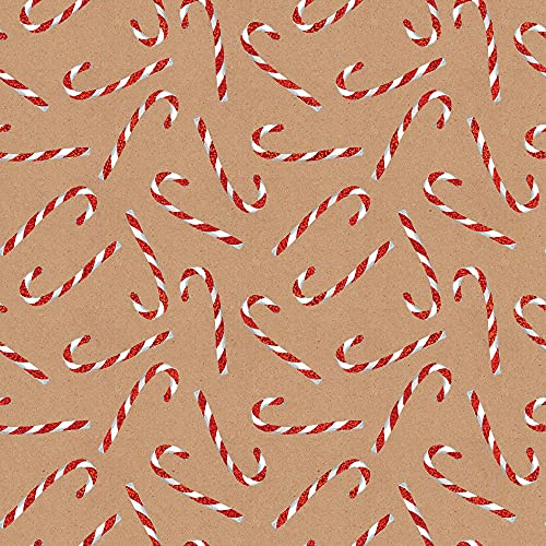 Jillson Roberts 24 x 208' Bulk 1/4 Ream Sparkly Traditions Christmas Gift Wrap, Candy Cane Glitter