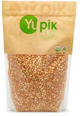 Yupik Organic Yellow Split Peas, 2.2 lb (35.2 oz), USDA Certified, Non-GMO, Vegan, Gluten-Free, Hearty & Sweet Flavour, Excellent Source of Protein & Fiber, Perfect for Soups, Stews & Salads