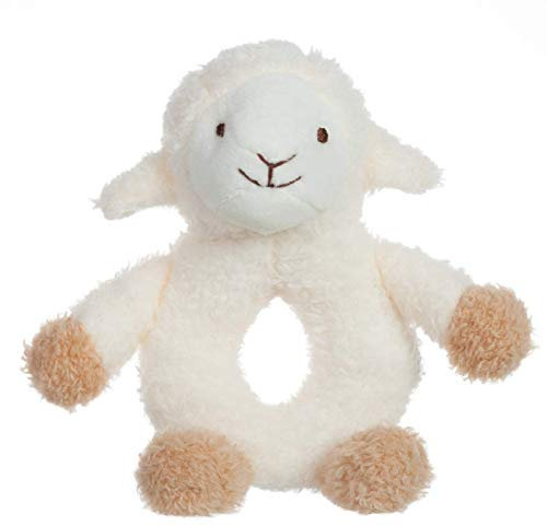 Apricot Lamb Baby Rassel Schaf, Weicher Greifling Spielzeug, Geschenk zur Geburt, Plüsch gefüllte Tier Rassel Spielzeug für das Neugeborene, 0-3 Monate, 0-10 Monate und darüber, 15cm
