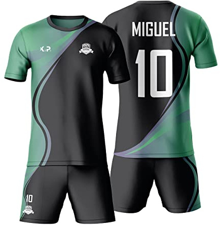 KALLPA SPORT Equipación Deportiva de fútbol personalizada. Niños y adultos. 100% sublimación. Camiseta y calzona. Personaliza con tu nombre, escudo, número y sponsor. Varios Modelos. (Modelo 1)