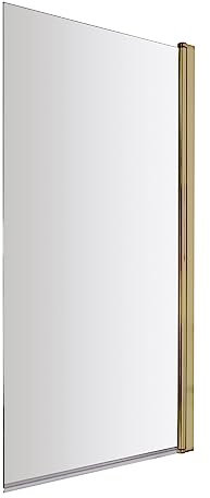 nuie NSSQ8 Pacific Modern Bathroom Square 6mm Toughened Safety Glass Shower Bath Screen, 775mm - 790mm, Brushed Brass