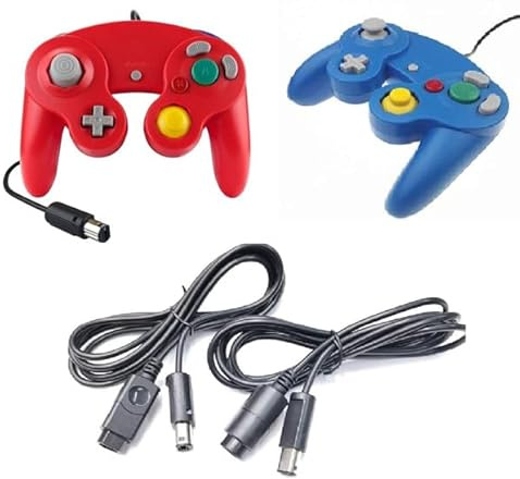 DARLINGTON & Sohns manettes Rouge Bleu + câble d'extension pour Manette Nintendo Game Cube Extension GC câble Nintendo Wii