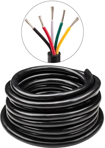 URCIANOW Cavo Elettrico 5×2,0mm² 14AWG Filo 5 Conduttori Cavo di Prolunga 10 Metri UL2464 Tensione 300V Filo Per Elettrodomestici ad alta potenza