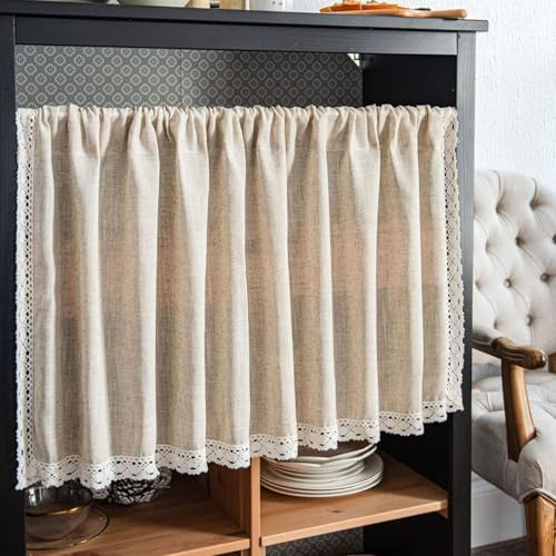 Figarge Fönstergardiner, korta gardiner, korta bistrogardin, bohogardiner med utskärningar, gardiner, boho, 100 % polyester, gardiner för kök och sovrum, 1 styck (150 B x 60 H cm)