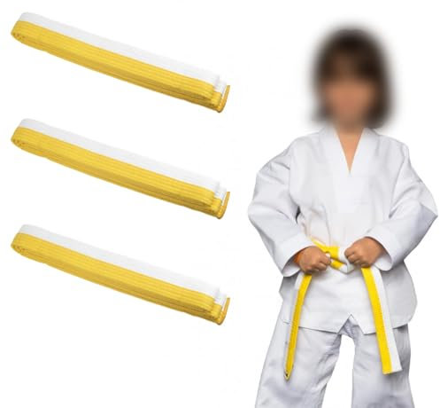 XPEX 2 Stück 2M Judo Gürtel Weiß Gelb Taekwondo-Gürtel Belt Kampfkunst Karate Judo Judo Karate Gürtel Belt Kampfsport Gürtel Für Budo-Sportarten Judo Karate Kickboxen