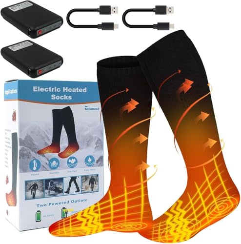 Heated Socks, 3.7V 6000mAh Electric Rechargeable Battery Socks for Men and Women, Winter Thermal Thick Insulated Foot Warmers for Outdoor Sports