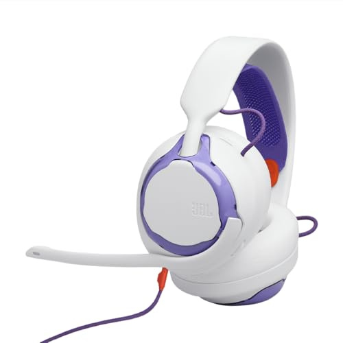 JBL Quantum 250 Kabelgebundene Over-Ear-Gaming-Kopfhörer, JBL Quantum Spatial Sound, Mikrofon mit Geräuschunterdrückung, 3,5-mm-Kabel, kompatibel mit Apple/PC/Xbox/PlayStation/Nintendo Switch, Weiß