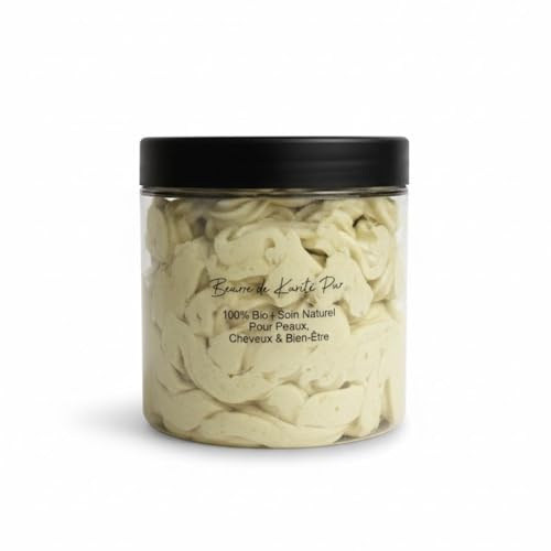 Beurre de Karité 500ml – Chantilly Fouettée – Pur & Naturel – Hydratation Intense Peau & Cheveux – Karité du Ghana, Mali – Soin Corps, Visage, Lèvres – Nourrissant & Non Gras
