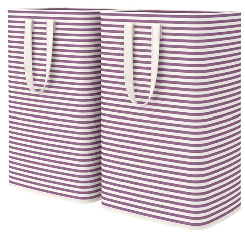 Lifewit 80L Laundry Basket, 2 Pack, Large Foldable, Purple | Laundry Hamper, Laundry Sorter, Storage Box with Handles for Clothes and Towels