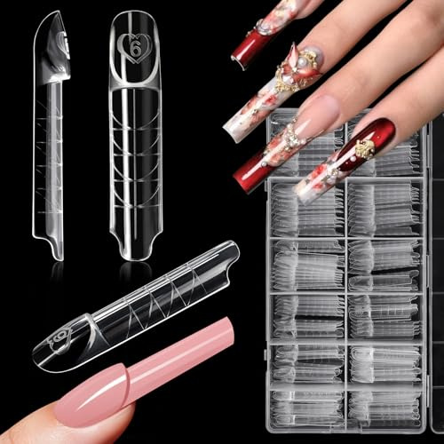 Kiiwah 150 Pièces Popit Ongle pour 3D Manucure Française, Réutilisable Dual Nail Forms Set, Capsule Americaine Ongle Formes d'Extension pour Builder Gel Polygel Acrygel Construction (Carré)
