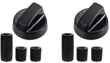 XEPWOLU Kit 2 Manopola Universale Per Piano Cottura Cucina A Gas, Con Adattatori Da 6 Mm, 7 Mm E 8 Mm, Per Quasi Tutti I Fornelli Piani Cottura Forni Fornelli A Gas (Nero)