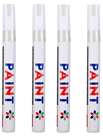 WEIß/WEISS 4x Stück Reifen Stift Reifenmarker Auto, Motorrad, Fahrradreifen Reifenmarkierungsstift Reifenstift Marker Stift Beschriftung wasserfest wetterfest