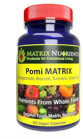 POMI Matrix - 10 Times Stronger Than the Competition! - Lower PSA Levels for Healthy Prostate - 100% Organic - Ingredients: Pomegranate, Green Tea, Turmeric, Broccoli - Vegan Capsules (60ct)