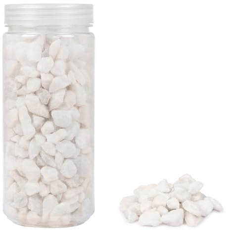 HEKU großformatige Deko-Steine (9-13mm) in weiß, ca. 750g I Vielseitig Einsetzbar I Praktisch Verpackt I Ideal für Dekoration und Bastelprojekte