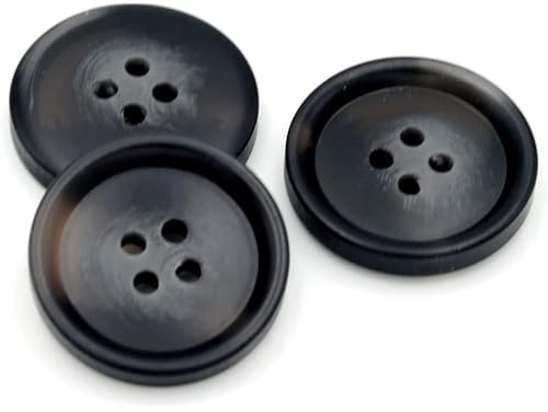 20/Set Resin Button Clothes Sewing Snaps Blazer Shirts 4 Holes Buttons (25mm, Black)