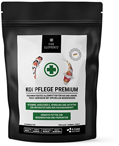 FIVE ELEMENTS® Koi Pflege Premium | 1,4 kg 4,5 mm | Herbst | Protein-reduziertes Sensitiv-Futter | Gesundheits-Futter | vorbeugend und für geschwächte Koi