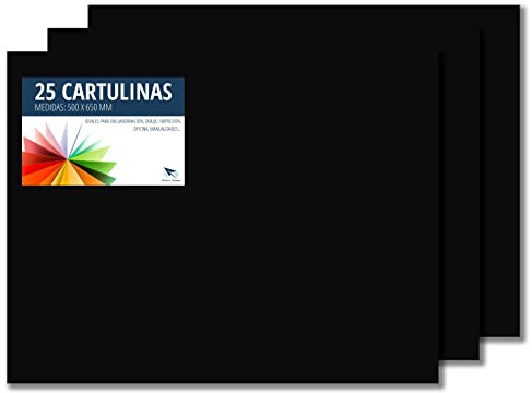 RAYLU PAPER – Tonpapier 50 x 65 cm, 25 Stück Kartonpapier 180g/m², 210 x 297 mm, professionelle farbige Kartons für Büro, Kopierpapier, Buntes Papier zum Basteln (Schwarz)
