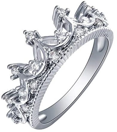 Kronenring für Damen Silber, Damen Ringe 54 Elegant Zirkonia Modeschmuck Cocktail Party Elegant Jahrestag Geschenk