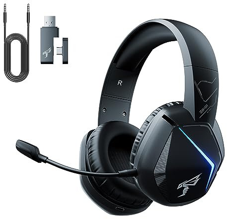 Somic gs401pro Casque de Jeu sans Fil avec Microphone,Casque sans Fil Bluetooth 5.2,Faible Latence avec Batterie de 45 Heures,stéréo pour PC,PS4,ps5,Switch,Smartphone (Uniquement avec câble Xbox)